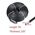 3 8 X 95 20000lbs Gray Synthetic Winch Line Cable Rope Sheath Thimble For Atv Utv Truck Boat