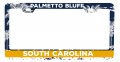 Palmetto Bluff South Carolina Metal License Plate Frame Distressed Palm Design 