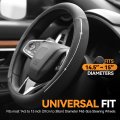 14 1 2 To 15 Inches Microfiber Leather Steering Wheel Cover With Stylish Silver Strip Anti-slip Inner Rubber Lining Universal