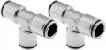 Vixen Air Push To Connect Ptc Union Joint Tee 3-way Pneumatic Fitting For 1 2 Od Hoses Bundle Of Two Fittings Vxa8312-2 