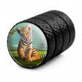 Baby Tiger And Lillies Valve Stem Caps For Tire Rim Wheel Aluminum Black