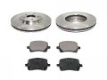 Front Semi-metallic Brake Pad And Rotor Kit Compatible With 2007-2009 Saturn Aura 