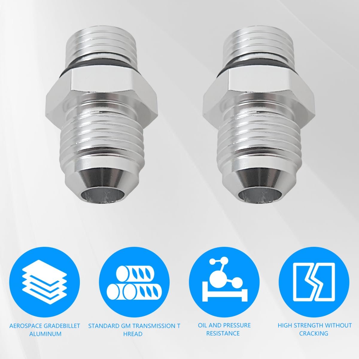 Universal Transmission Line Adapter Set 6an Male Flare To 1 4 In Npsm Aluminum For Gm Ford Chrysler Models 4l60e Aod 4r100