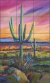 Cactus Art Tile Mural Backsplash Saguaro Sunset By Susan Libby Ceramic Kitchen Shower Bathroom 12 75 X 21 25 4 Tiles 