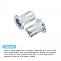 Uxcell 6-32 Rivet Nuts 100pcs Zinc Plated Carbon Steel Knurled Flat Head Threaded Insert For Metal Plastic