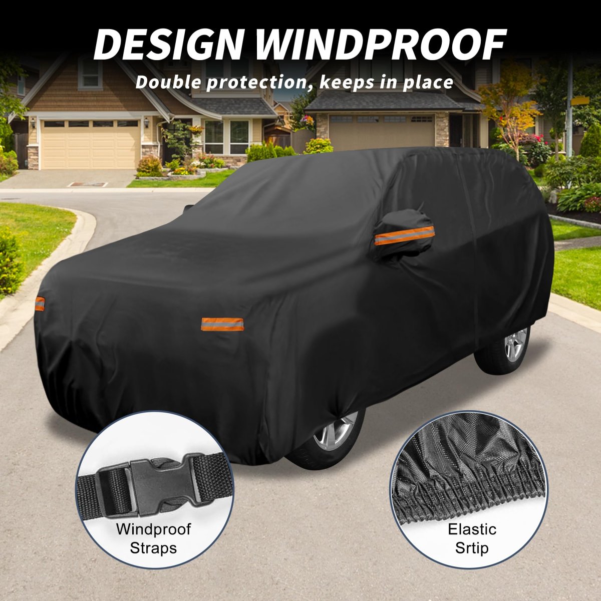 Car Cover Outdoor Waterproof Sun Rain Snow Hail Protection With Left Side Door Zipper Aluminum Film For Ford Expedition