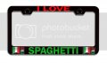 I Love Spaghetti Italian Italy Black Metal License Plate Frame Tag Holder U85 