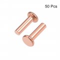Uxcell 50pcs Copper Solid Rivets 1 8 X 25 64 Flat Head Rivet Metal Fasteners For Electrical Applications Leather Working