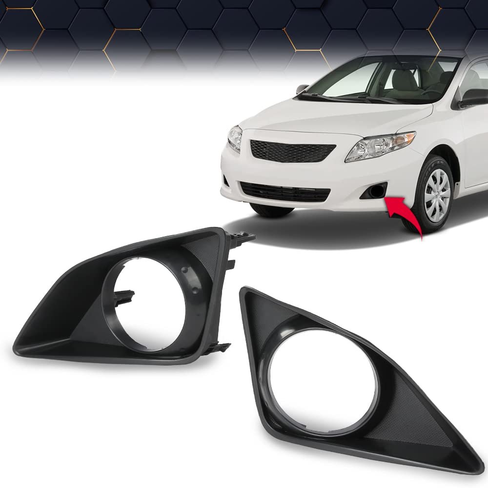 Fog Light Trim Set For 2009-2010 Toyota Corolla W Fog Hole Driver And Passenger Side Black