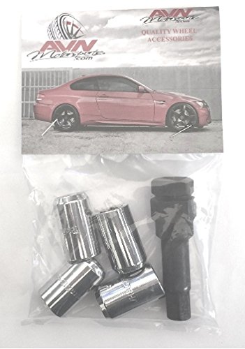 Open End Chrome Acorn Tuner Lug Nuts Heat Treated Wheel Locks With Key 4 Pieces 12x1 5