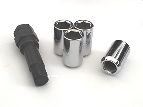 Open End Chrome Acorn Tuner Lug Nuts Heat Treated Wheel Locks With Key 4 Pieces 12x1 5