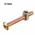 Uxcell M6x50mm Furniture Bolt Nut Set Hex Socket Screw With Barrel Nuts For Beds Headboards Chairs 12 Sets