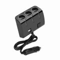 3 Way Car Splitter Abs Material 120w Power Adapter With Dual Usb And Led Light Indicator For All Vehicles 