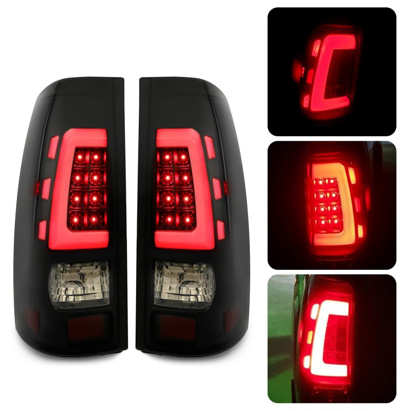 Taillight For 1999-2006 Chevy Silverado 1999-2002 Gmc Sierra 1500 2500 3500 Led Tube Bar Tail Lights Lamp Smoked Lens Black