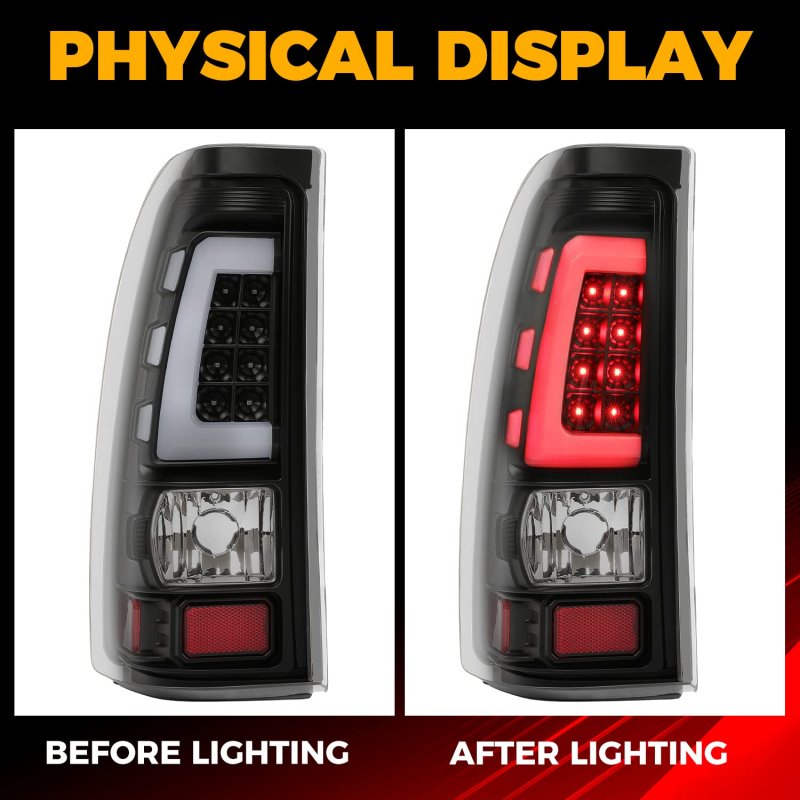 Taillight For 1999-2006 Chevy Silverado 1999-2002 Gmc Sierra 1500 2500 3500 Led Tube Bar Tail Lights Lamp Smoked Lens Black