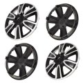 15 In Black And White Hubcaps Wheel Covers Universal Set For Steel Wheels Durable Abs Plastic Snap On Full Lug Skin Of 4