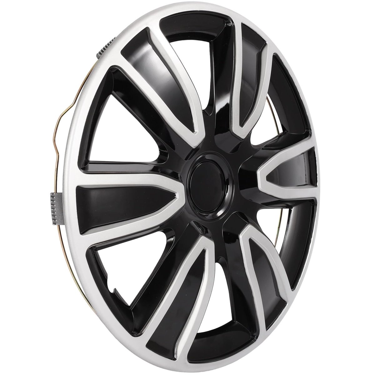 15 In Black And White Hubcaps Wheel Covers Universal Set For Steel Wheels Durable Abs Plastic Snap On Full Lug Skin Of 4