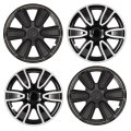 15 In Black And White Hubcaps Wheel Covers Universal Set For Steel Wheels Durable Abs Plastic Snap On Full Lug Skin Of 4