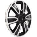 15 In Black And White Hubcaps Wheel Covers Universal Set For Steel Wheels Durable Abs Plastic Snap On Full Lug Skin Of 4