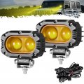 Partsam 4 Inch 40w Amber Fog Lights Led Pods Super Bright With Yellow Spot Beam Waterproof Off Road Ditch Fit For Truck Pickup 