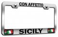 Con Affetto Sicily Italian Italy Chrome Metal License Plate Frame Tag Holder Universal Fit Heavy Duty Steel For Us And Canada 