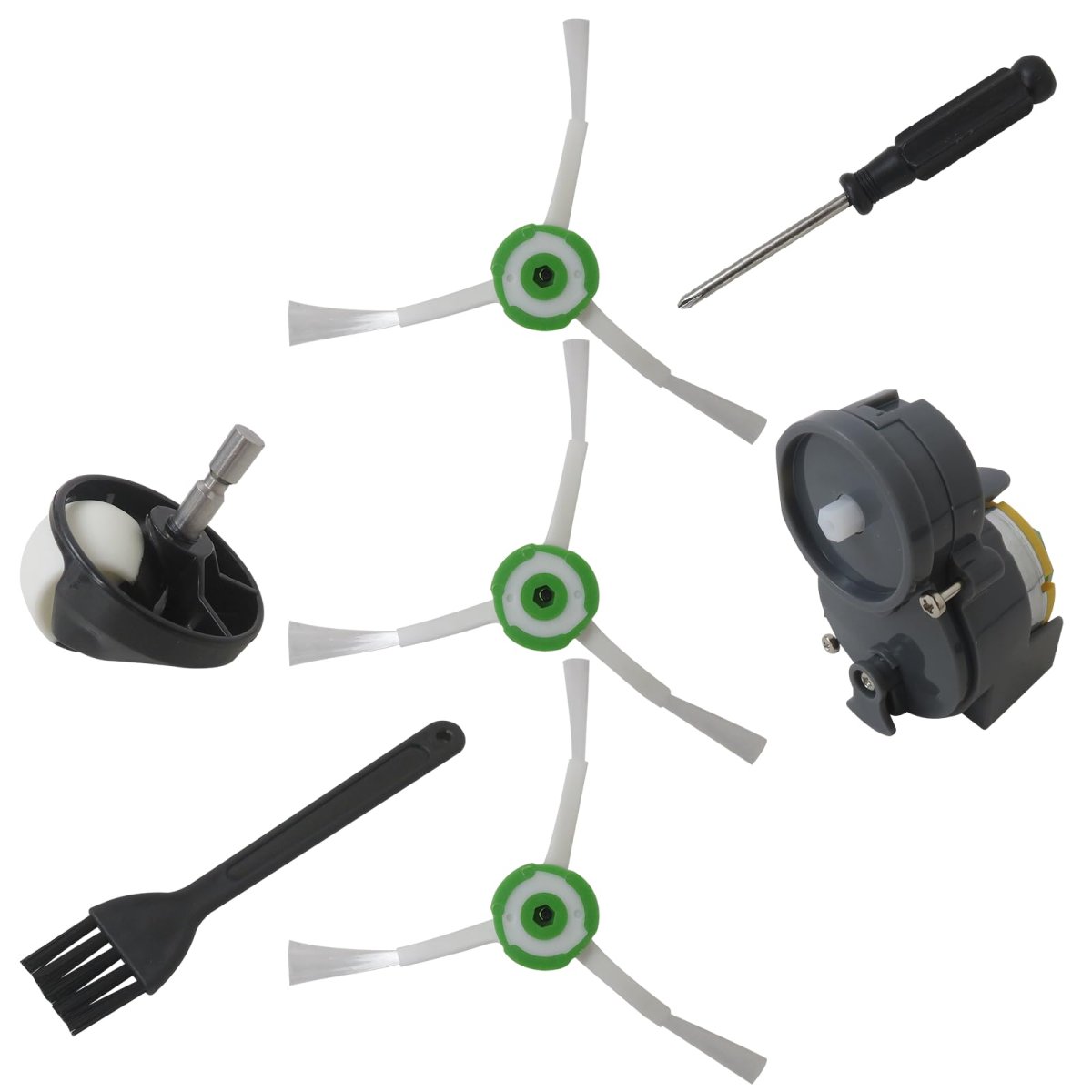 Side Brush Motor Module Replacement Kit With 2 Pack Brushes And Front Caster Wheel Compatible For I-robot Roomba I E J Series