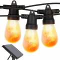 Brightech Ambience Pro Solar Powered Led Outdoor String Lights 27 Ft Commercial Waterproof Patio With Flaming Flickering Bulbs 