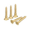 Brass Wood Screws 30pcs M4 X 20mm Slotted Drive Flat Head Self Tapping Screw Countersunk For Woodworking Furniture 