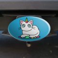 Unicorn Cat With Rainbow Mouse Toys Oval Tow Trailer Hitch Cover Plug Insert