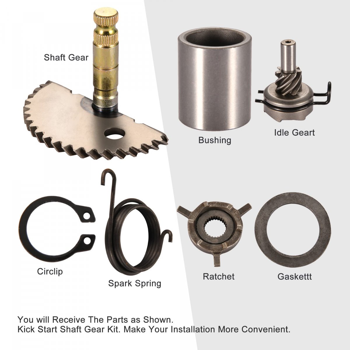 7 Teeth Kick Start Gear Shaft Rebuild Kit Idel Replacement For Gy6 50cc 60cc 80cc Motors Scooter