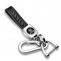 Ipick Image Compatible With Honda Cr-v In Black Genuine Carbon Fiber Loop-strap Chrome Hook Key Chain