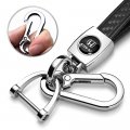 Ipick Image Compatible With Honda Cr-v In Black Genuine Carbon Fiber Loop-strap Chrome Hook Key Chain