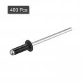 Uxcell Aluminum Blind Rivets 3 2mm X 9mm 1 8 23 64 Open End Rivet Flat Round Head For Joining Metal Plate Leather Black 400 Pcs