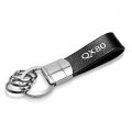 Ipick Image Compatible With Infiniti Qx80 Black Real Leather Strap Chrome Round Hook Metal Key Chain