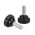 Uxcell M6 X 15mm Metric Male Thread Knurled Clamping Knobs Grip Thumb Screw On Type Plastic Threaded Hand Bolt Black 9 Pcs