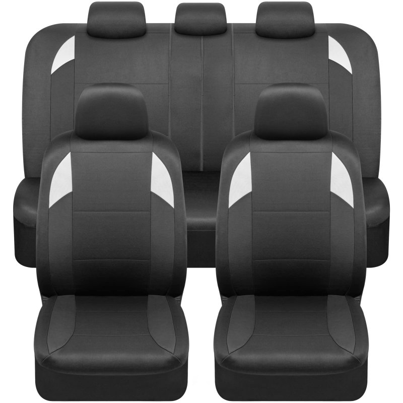 Bdk Carxs Monaco Seat Covers For Cars Full Set Black Tri-tone Front Car With Split Rear Bench Back Cover Automotive Trucks Suv