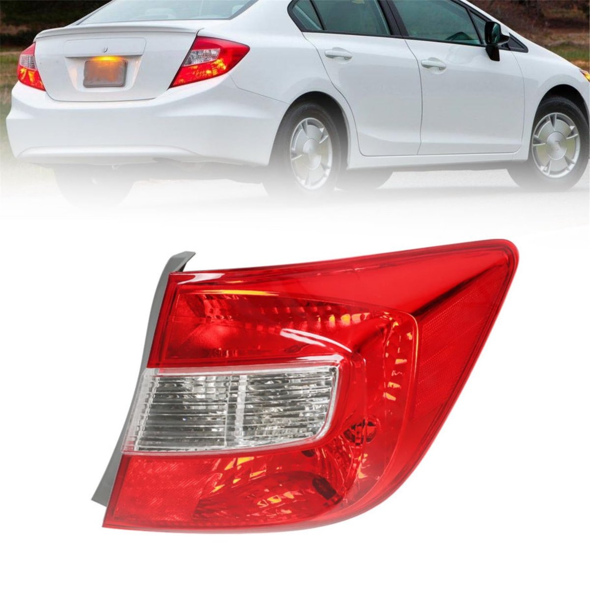 Tail Light Assembly For 2012 Civic Rear Rh Passenger Right Side Ho2801180 33500-tr0-a01 Clear Red Lens Halogen Lamp