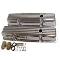 Sbc Small Block Chevy Finned Tall Polished Aluminum Valve Covers W Holes 283