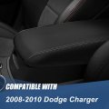 Auto Dynasty Center Console Armrest Cover Compatible With Dodge Charger 08-10 Stitched Synthetic Vinyl Leather Black