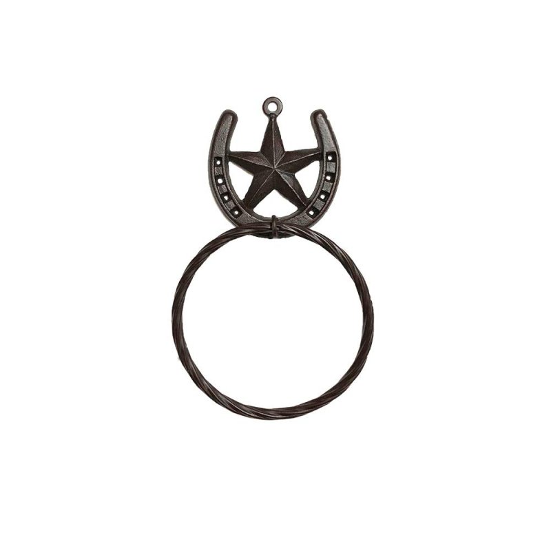 Treasure Gurus Texas Barn Star Western Decor Horseshoe Bath Towel Ring