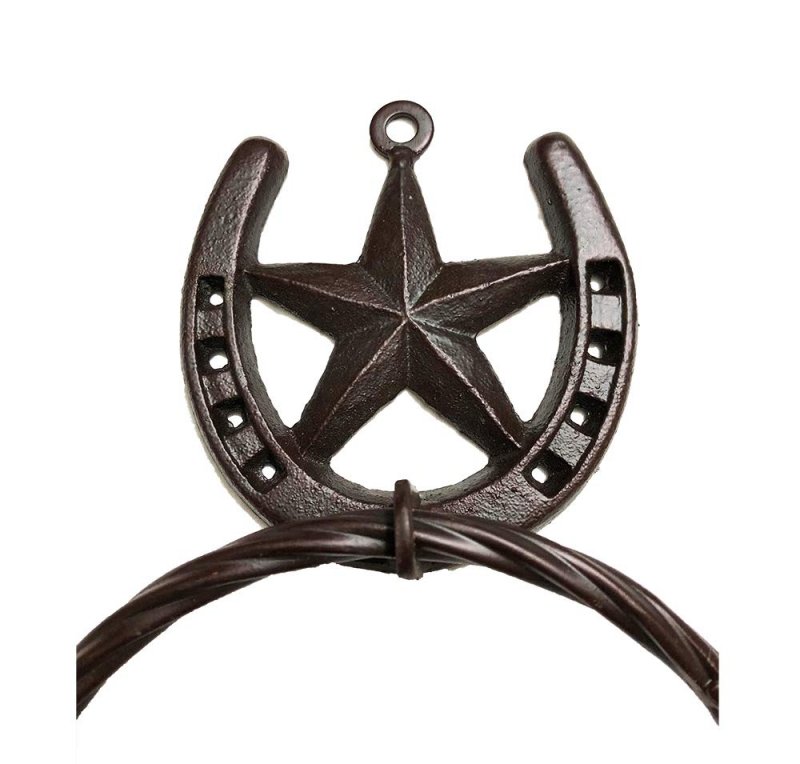 Treasure Gurus Texas Barn Star Western Decor Horseshoe Bath Towel Ring