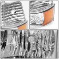 Auto Dynasty Led Chrome Housing Amber Side Headlight W Bumper Lamps Tool Kit Compatible With Ford F-150 F-250 F-350 92-96