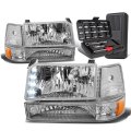 Auto Dynasty Led Chrome Housing Amber Side Headlight W Bumper Lamps Tool Kit Compatible With Ford F-150 F-250 F-350 92-96 