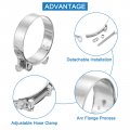 Uxcell 4pcs T-bolt Hose Clamp Working Range 80-85mm 201 Stainless Steel Intake Intercooler Clamps Adjustable Tube For Tubes