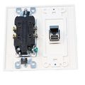 Riteav 2 Gang Decorative 15a Power Outlet Cat6a Wall Plate White 