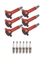 Ena Set Of 6 Red Ignition Coil Pack And Platinum Spark Plug For Chrysler Dodge 300 Pacifica Charger Magnum Nitro 2006 2007 2008 