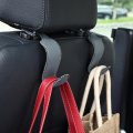 Amooca Car Seat Headrest Hook Universal Vehicle Storage Hanger Leather With Metal Back Organizer For Handbag Purse Coat Grey 2 
