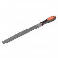 Second Cut Grade High Carbon Hardened Steel Flat Mill File W Rubber Hand Grip Handle 10-inch 