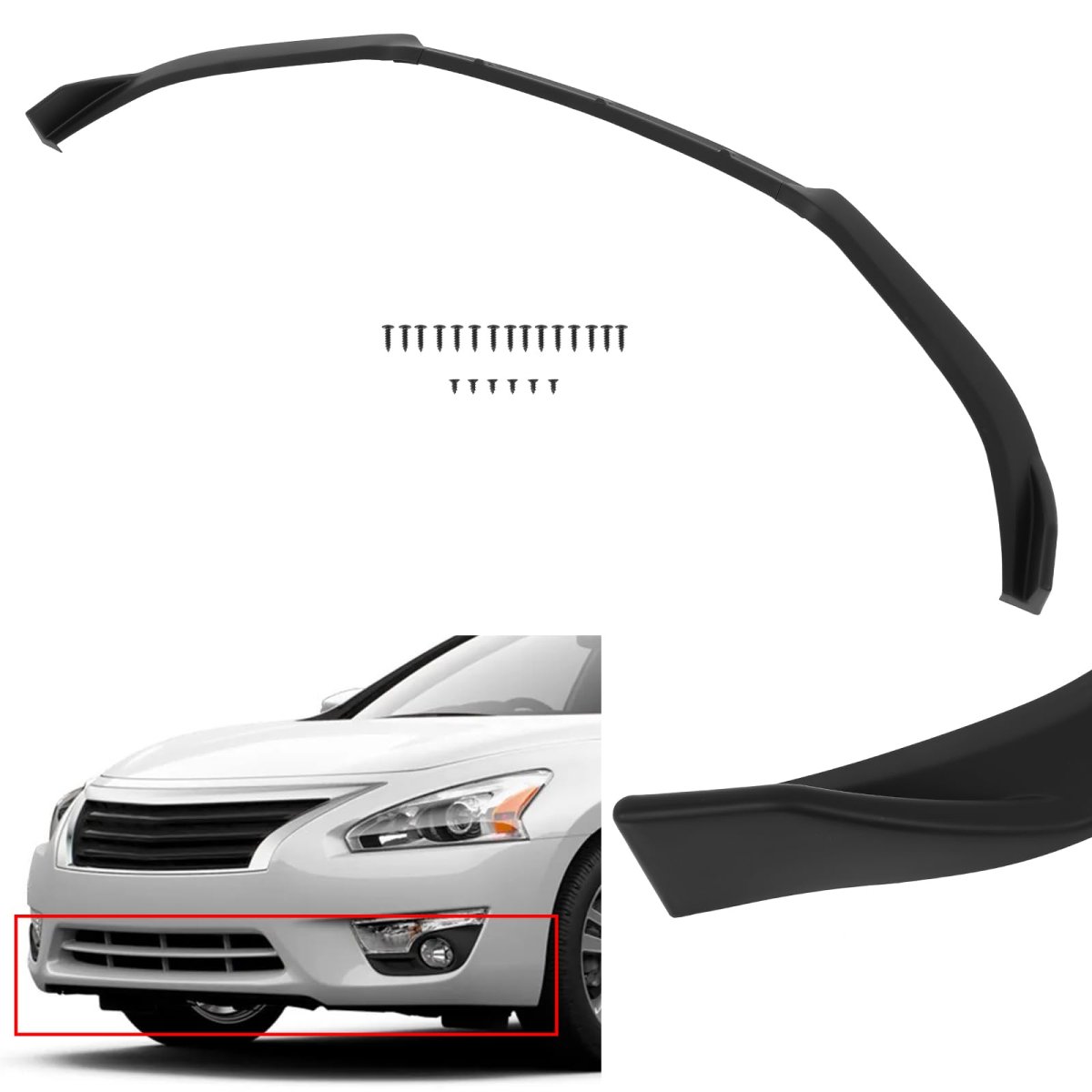 3pcs Front Bumper Lip Pp Matte Black For 2013-2015 Nissan Sentra