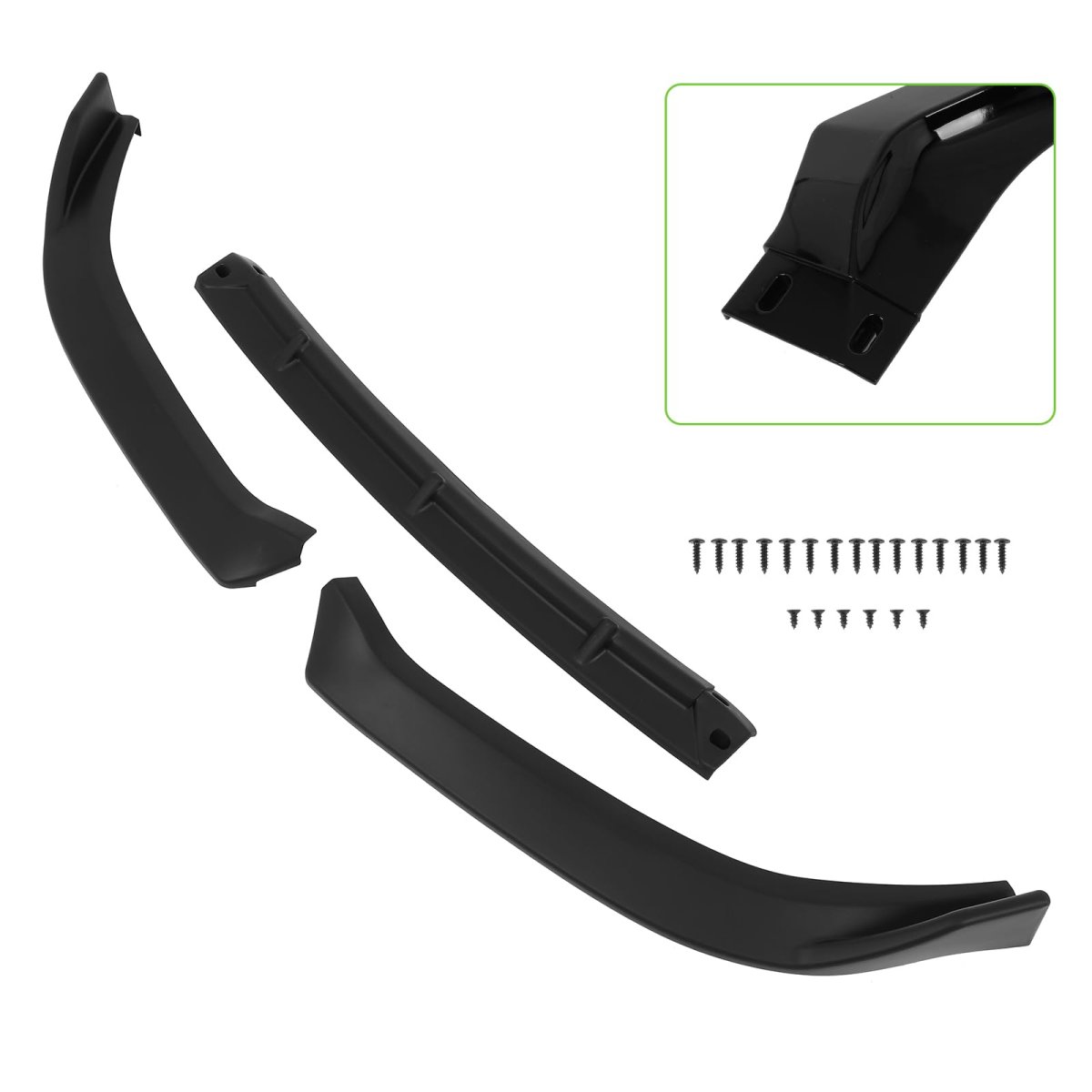3pcs Front Bumper Lip Pp Matte Black For 2013-2015 Nissan Sentra